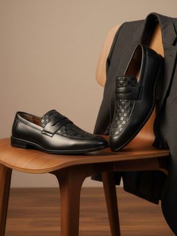 Louis Stitch - Mens Leatherette Formal Loafers Black