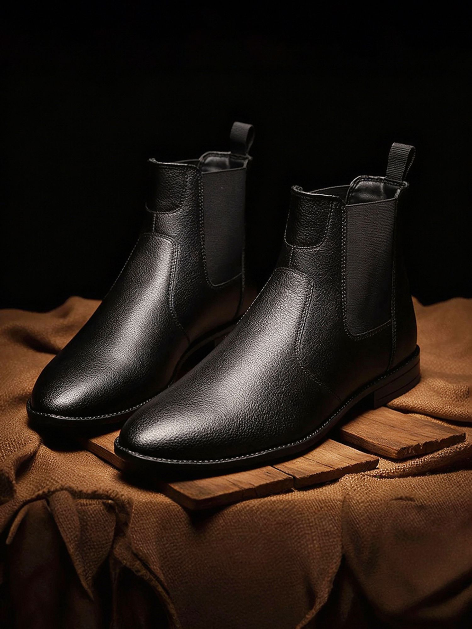 Buy Louis Stitch Men Obsidian Black Mid-Top Slip-On Chelsea Boots