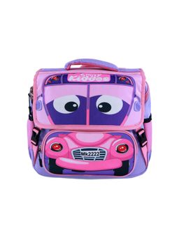 Smily Kiddos - Unisex Pink-Purple Preschool Bus Theme Backpack (4-7 Years)