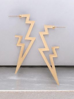 OOMPH - Gold Geometric Thunder Hoop Earrings- Bold Gold Look - Party Wear - for Women