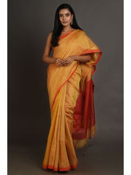 Arhi - Mustard Tissue Handwoven Soft Saree with Unstitched Blouse