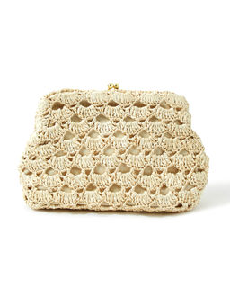 Accessorize London - Women's Faux Leather Raffia Clutch