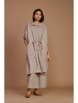 Mati - Ivory with Mauve Striped Kaftan Dress