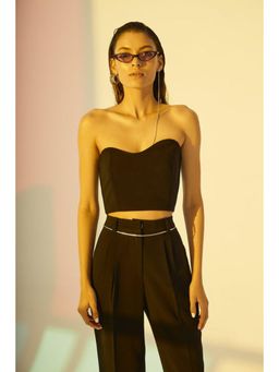 The Dapper Lady - Astral Black Asymmetric Corset Top
