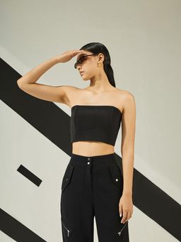 The Dapper Lady - Astral Black Asymmetric Corset Top