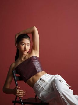 The Dapper Lady - Burgundy Leather Bustier
