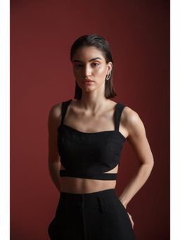 The Dapper Lady - Midnight Black Cutout Crop Top