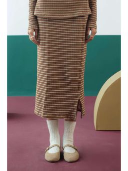 Muvazo - Brown Lit - Fit Midi Skirt