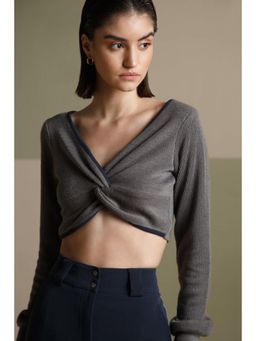The Dapper Lady - Olive Knot Crop Top
