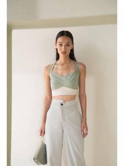 The Dapper Lady - Sage Halter Green Bustier
