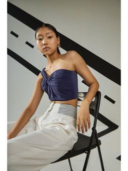 The Dapper Lady - Twilight Navy Blue Knot Corset Top