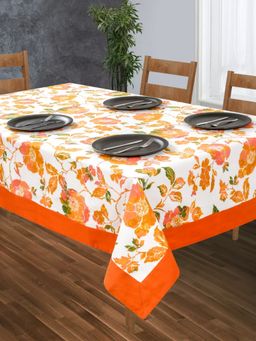 SHADES OF LIFE - Printed Orange Floral With Border Centertable Cover