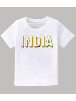 KAVEE - White Independence Day Theme Half Sleeves India Text Printed T-Shirt