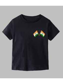 KAVEE - Black Independence Day Theme Half Sleeves India Text Printed T-Shirt