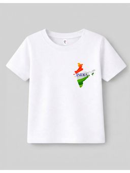 KAVEE - White Half Sleeves Independence Day Theme Print T-Shirt