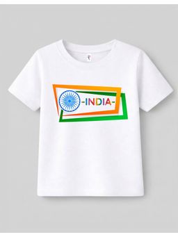 KAVEE - White Half Sleeves Independence Day Theme Print T-Shirt