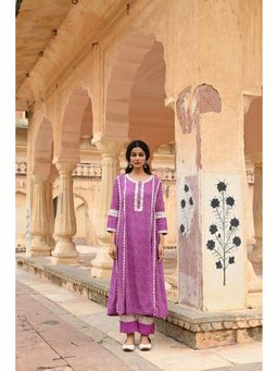 EKOHUM - Purple Printed Kurta with Pant (Set of 2)