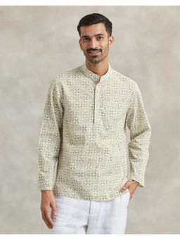 Fabindia - Olive Printed Cotton Mid Placket Shirt