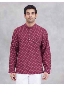 Fabindia - Maroon Printed Cotton Mid Placket Shirt