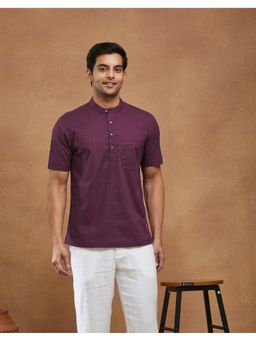 Fabindia - Wine Cotton Mid Placket Shirt