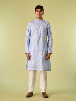 Diwas by Manyavar - Blue Cotton Printed Kurta