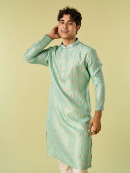 Diwas by Manyavar - Aqua Art Silk Woven Kurta