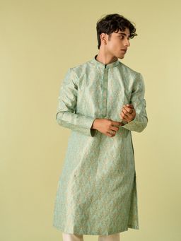 Diwas by Manyavar - Aqua Brocade Woven Kurta