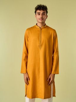 Diwas by Manyavar - Mustard Viscose Blend Printed Kurta