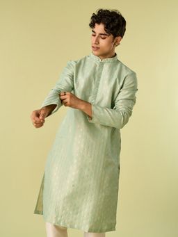 Diwas by Manyavar - Green Art Silk Woven Kurta