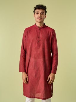 Diwas by Manyavar - Maroon Cotton Woven Kurta