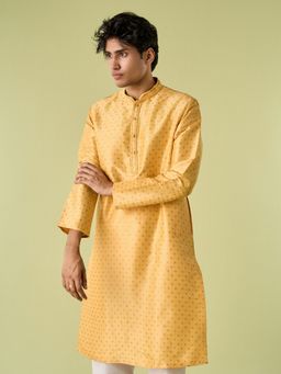 Diwas by Manyavar - Yellow Art Silk Woven Kurta