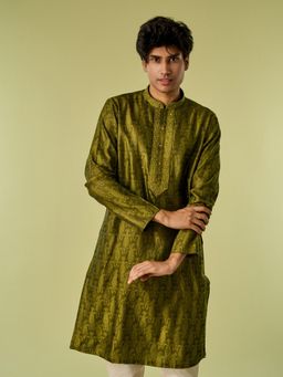 Diwas by Manyavar - Olive Jacquard Thread Work Kurta