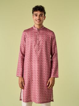 Diwas by Manyavar - Pink Art Silk Printed Kurta