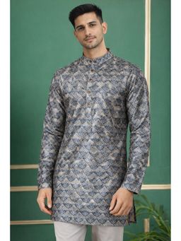 TATTVA - Black Mandarin Collar Abstract Printed Straight Kurta