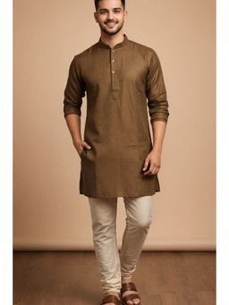 TATTVA - Olive Green Woven Design Straight Kurta