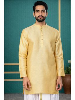 TATTVA - Yellow Ethnic Motifs Printed Mandarin Collar Straight Kurta
