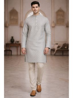 TATTVA - Grey Applique Thread Work Kurta