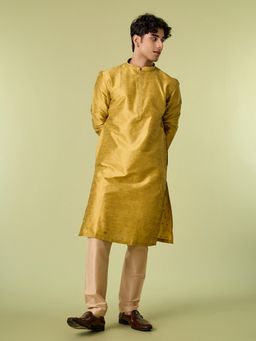 Diwas by Manyavar - Gold Art Silk Woven Kurta with Pyjama