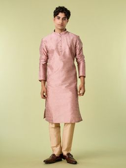 Diwas by Manyavar - Peach Art Silk Woven Kurta with Pyjama