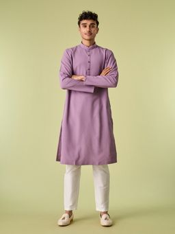 Diwas by Manyavar - Purple Spandex Plain Kurta with Pyjama