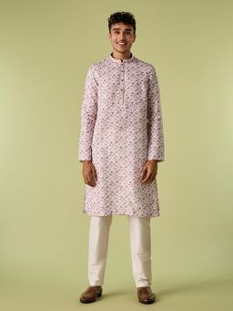 Diwas by Manyavar - Cream Cotton Blend Printed Kurta with Pyjama