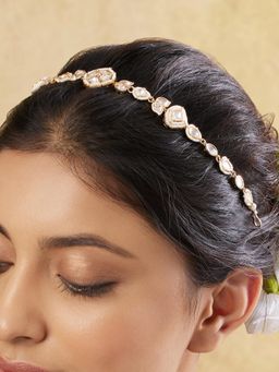 Indinoor - White Jodha Kundan Matha Patti