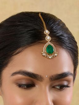 Indinoor - Green Daeva Kundan Maang Tikka