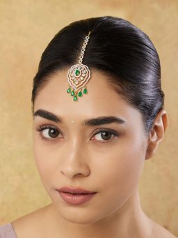 Indinoor - Green Arvini Zircon Maang Tikka