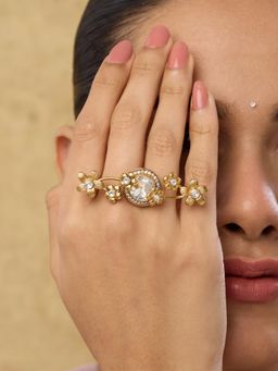 Indinoor - White Dubki Stone Polki Ring