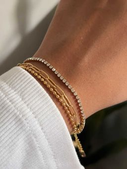 ZAISHA - Zirconia Stack Bracelet 18K Gold Plated Stainless Steel