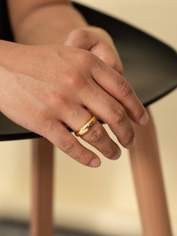 Shaya by CaratLane - Men 925 Silver Aura Crafted Gold Plated Ring