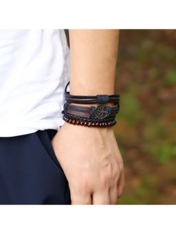 Salty Alpha - Men Brown Layered Hip Bracelets (Pack of 4)