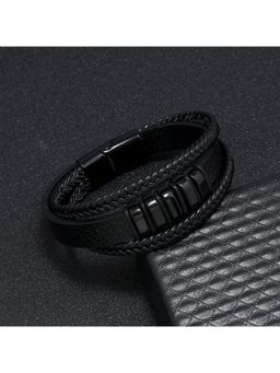 Salty Alpha - Men Black Urban Nomad Leather Bracelet