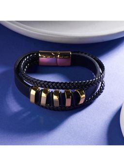 Salty Alpha - Men Gold-Black Urban Nomad Leather Bracelet